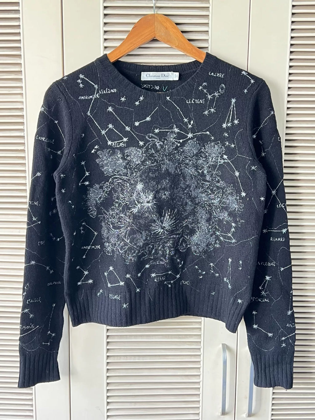 Dior Embroidered Constellation Black Cashmere Sweater
