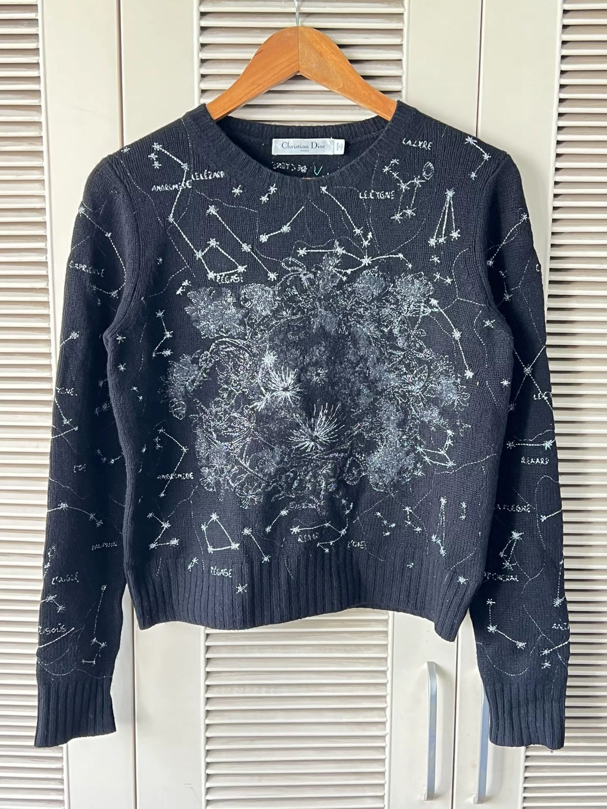 Dior Embroidered Constellation Black Cashmere Sweater