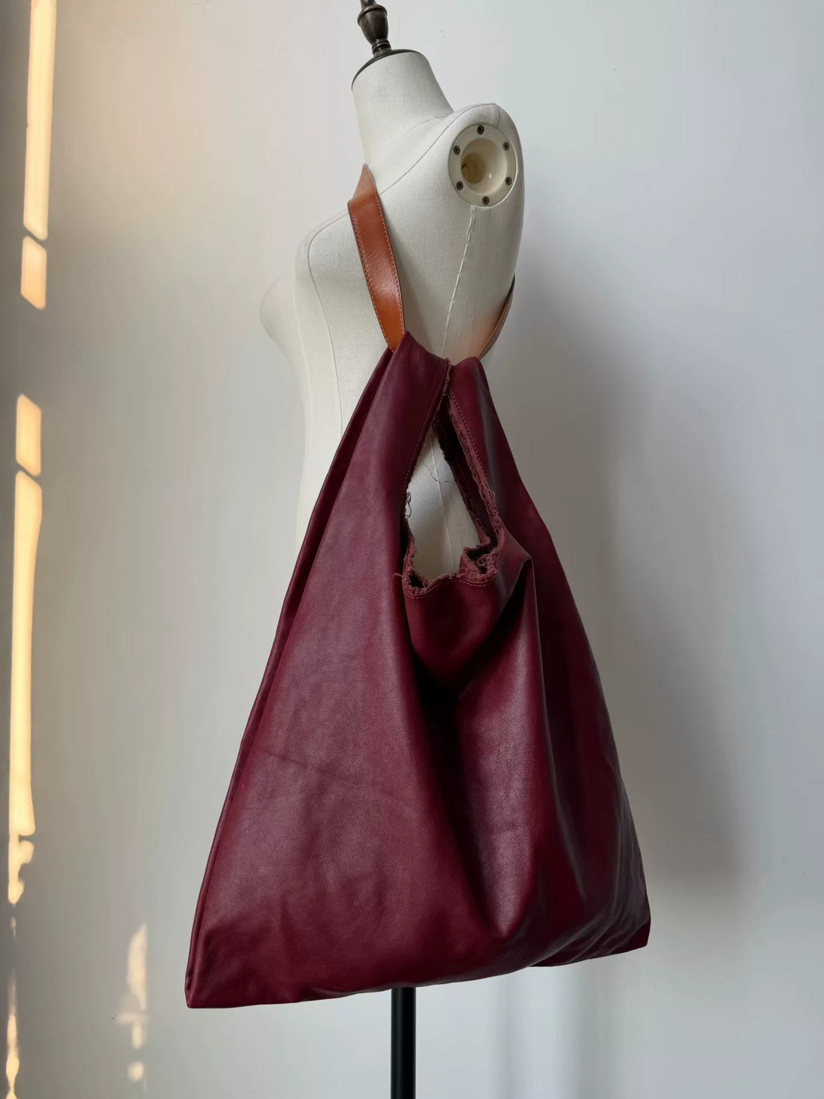 Rare 2015 Maison Martin Margiela deconstructed burgundy monk tote bag