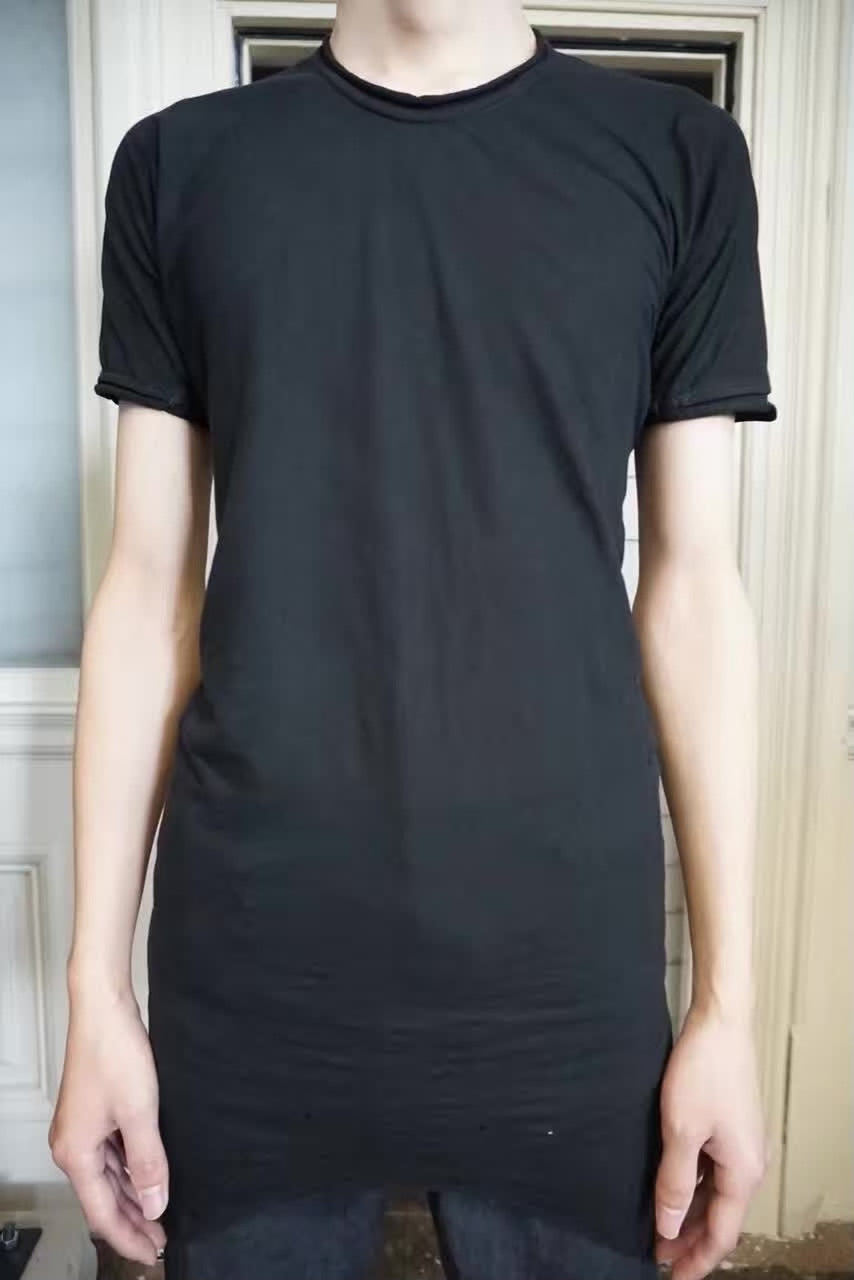 Layer-0 paul harden Black Arc-Shaped Hole Short Sleeve Top