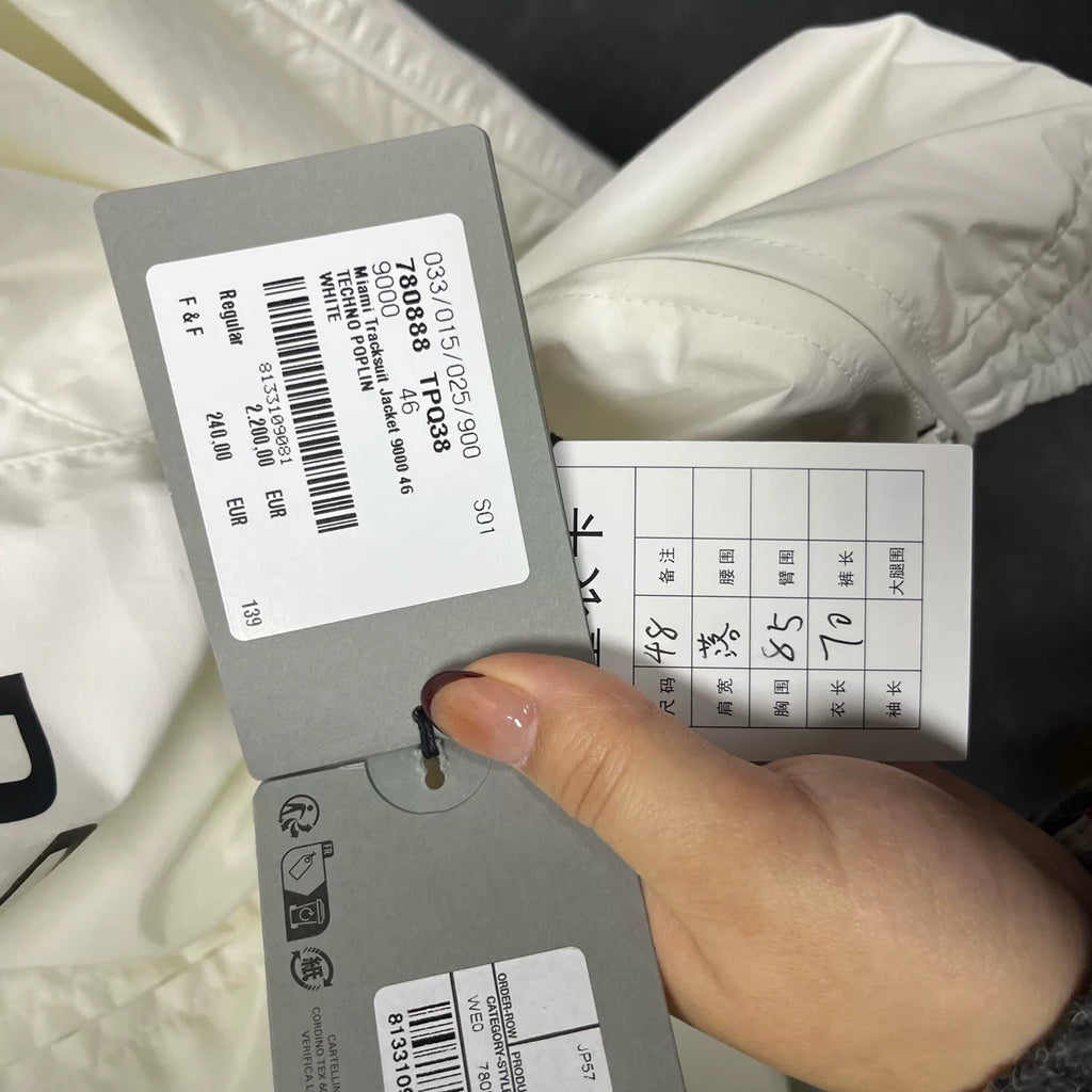 Balenciaga White Letter Print Stand-Collar Zip-Up Jacket