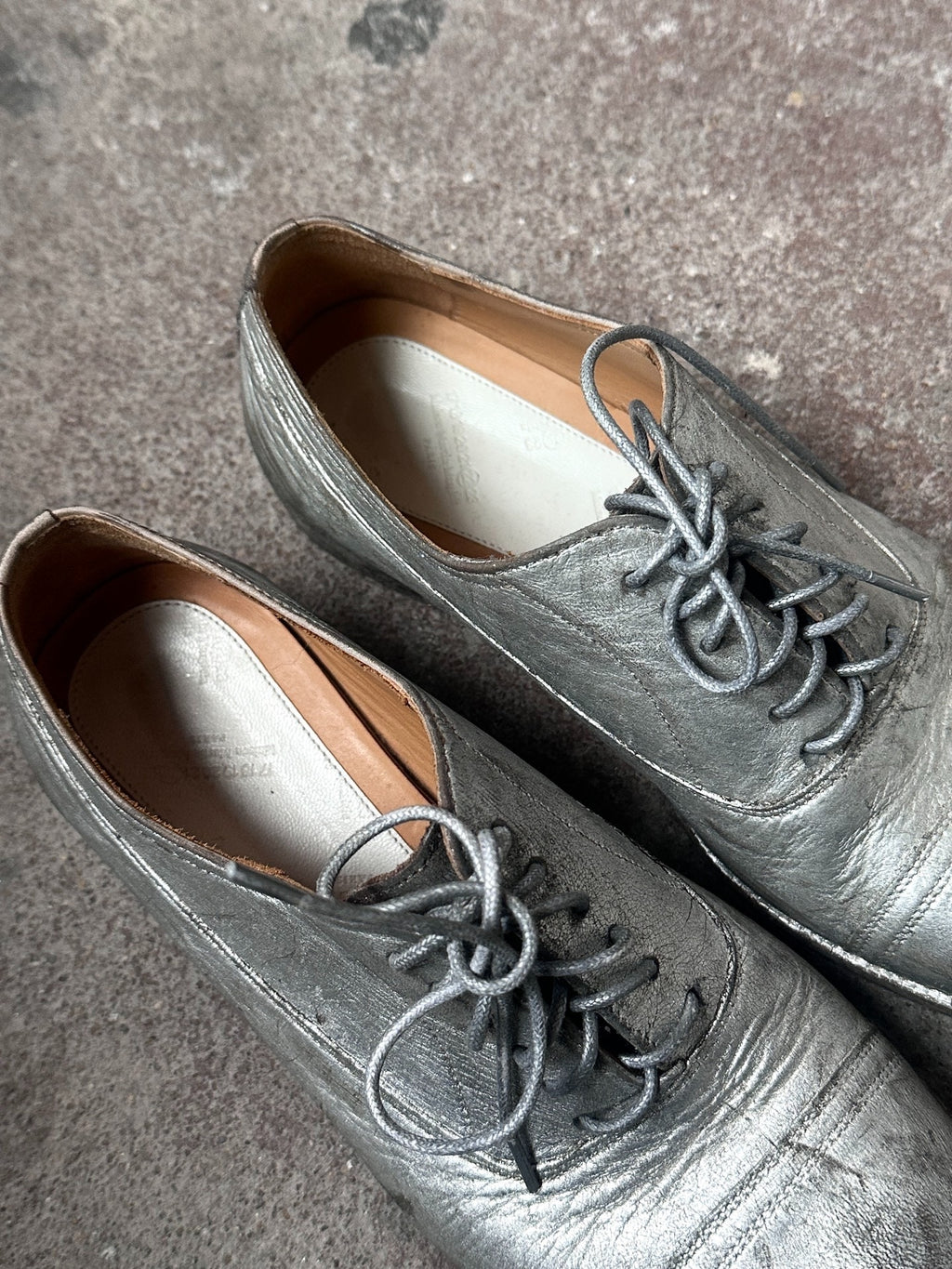Maison Martin Margiela Painted Silver Derby Shoes