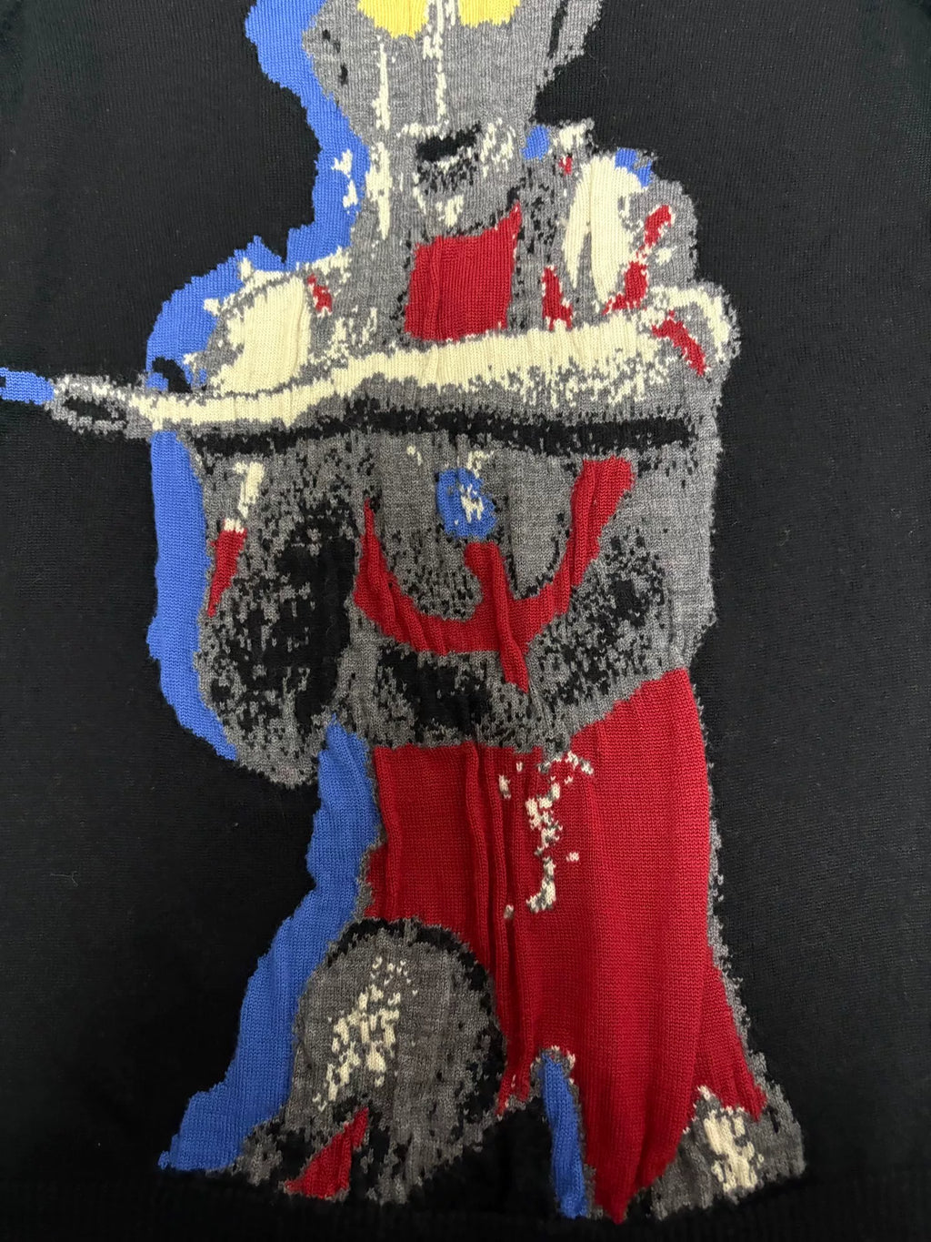 Yohji Yamamoto Groundy Knit Embroidered Pleated Sweater