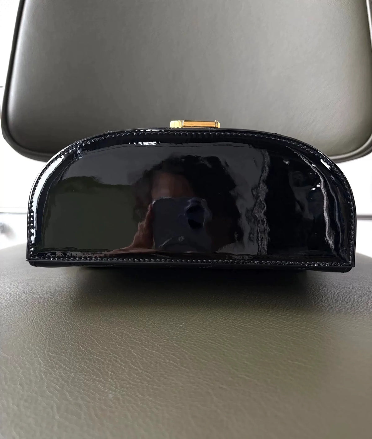 Saint Laurent Black Gold Buckle Quilted Patent Leather Box Bag