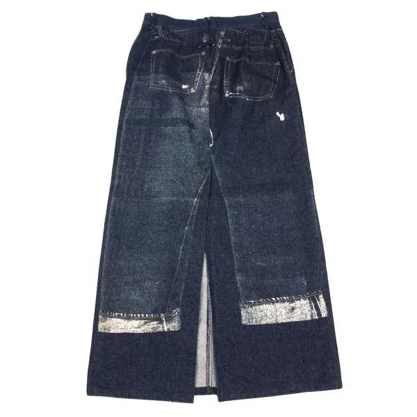 Jean Paul Gaultier Vintage Dark Patterned Denim Skirt