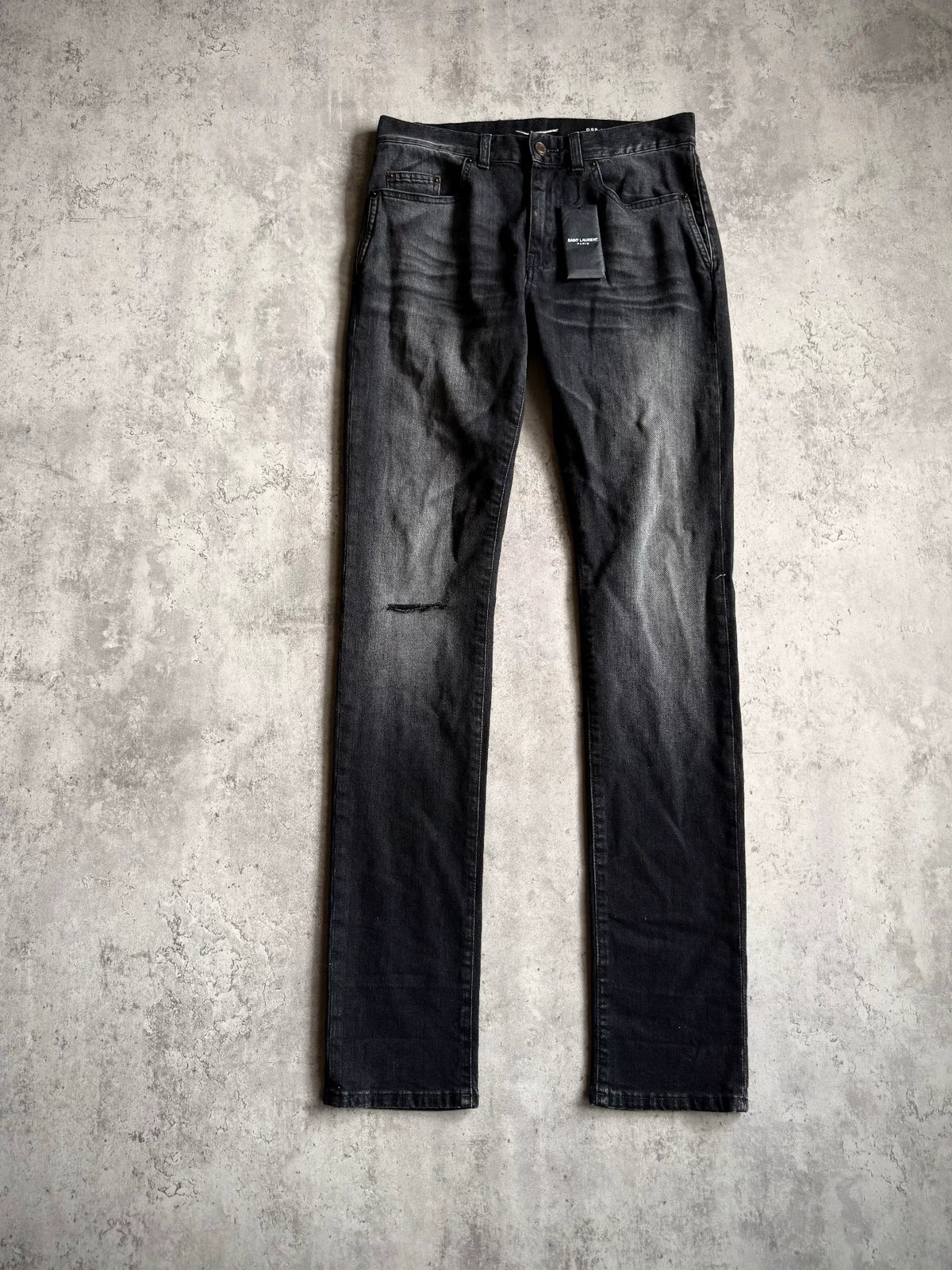 Saint Laurent 18AW Black Washed Claw Distressed Jeans