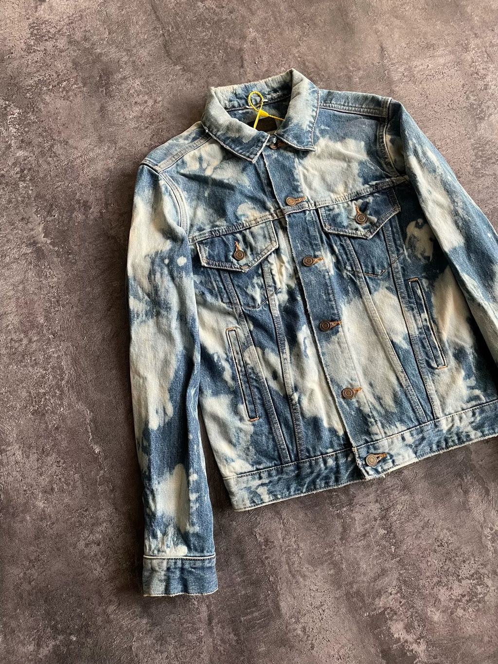 Saint Laurent SLP16 Spring/Summer Blue and White Splatter Denim Jacket