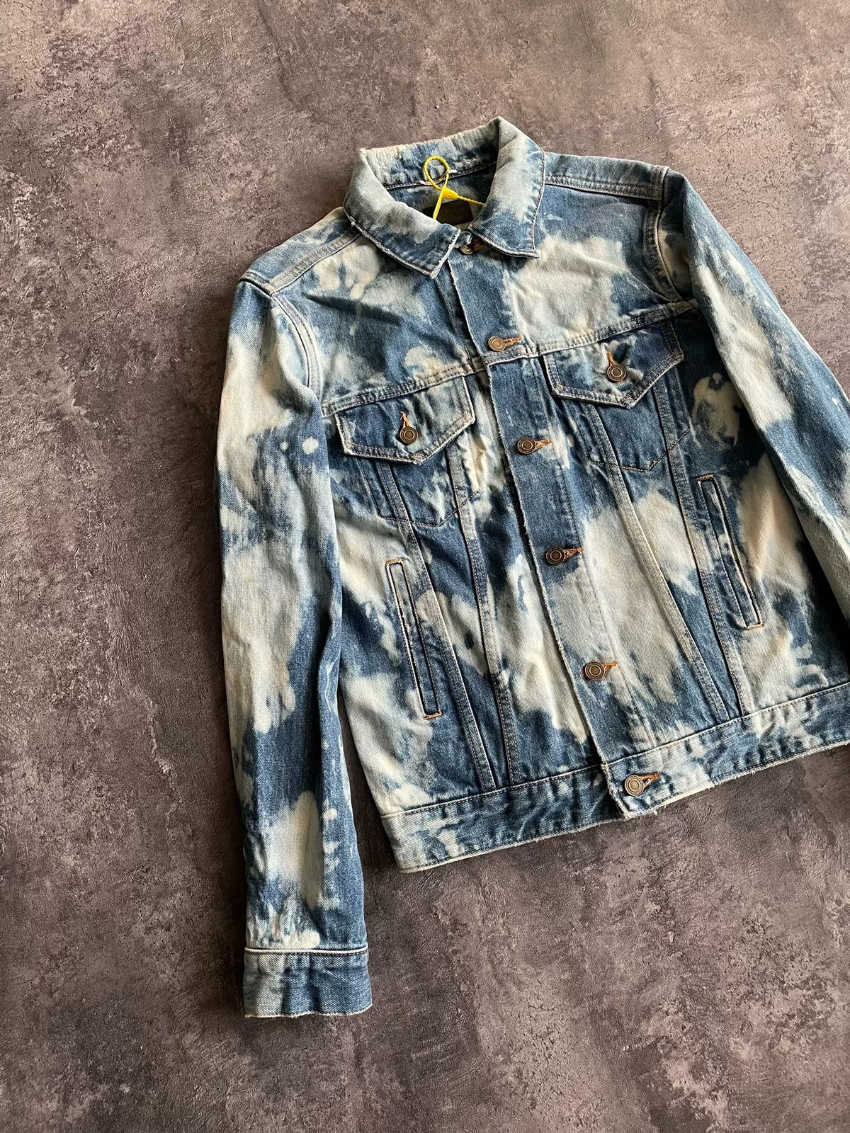Saint Laurent SLP16 Spring/Summer Blue and White Splatter Denim Jacket