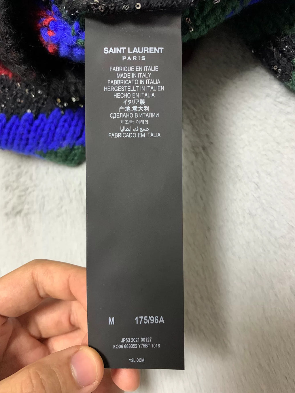 Saint Laurent 21FW Multicolor Sequined Wool Cardigan