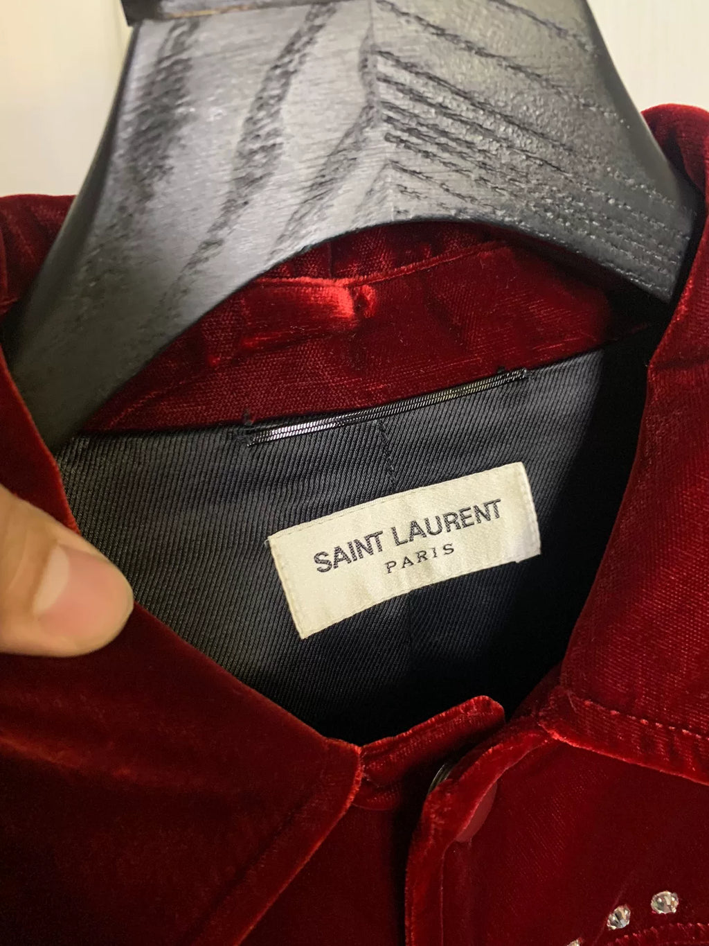 Saint Laurent SLP 2016 Fall/Winter red velvet musical note rhinestone jacket
