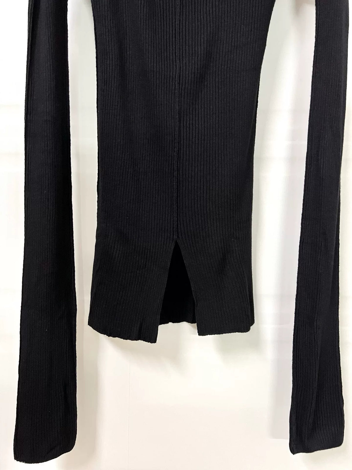 AW09 Comme des Garçons Black Double-Layer Interactive Draped High Collar Silk-Blend Knit Top