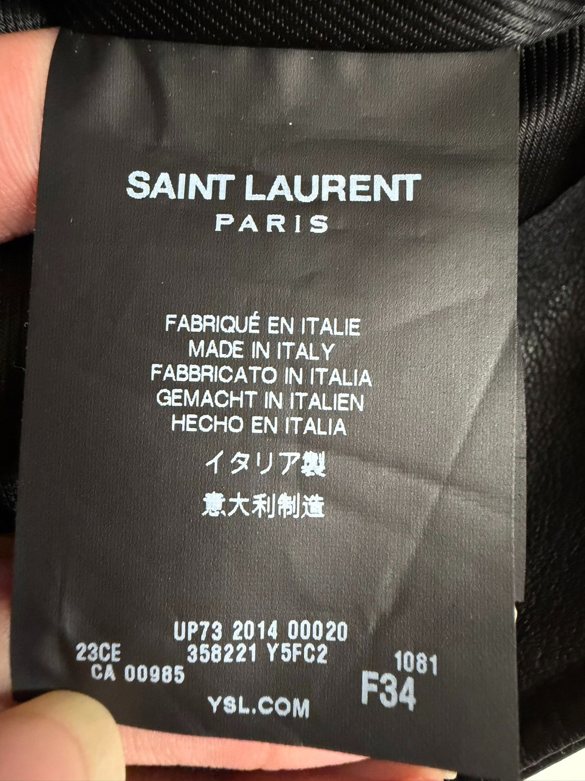 Saint Laurent SS14 Black Studded Lambskin Motorcycle Jacket by Hedi Slimane