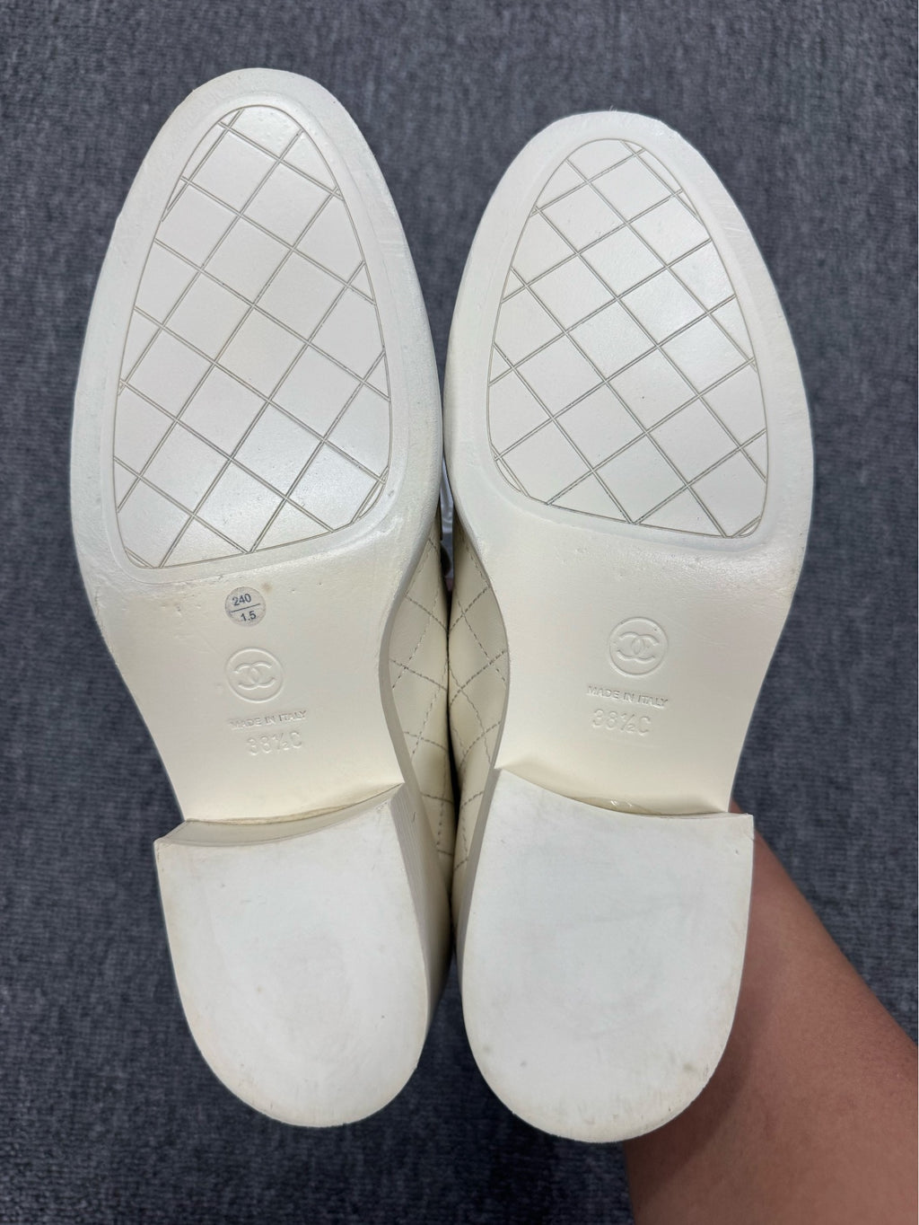Chanel Off-White Quilted Chunky Heels