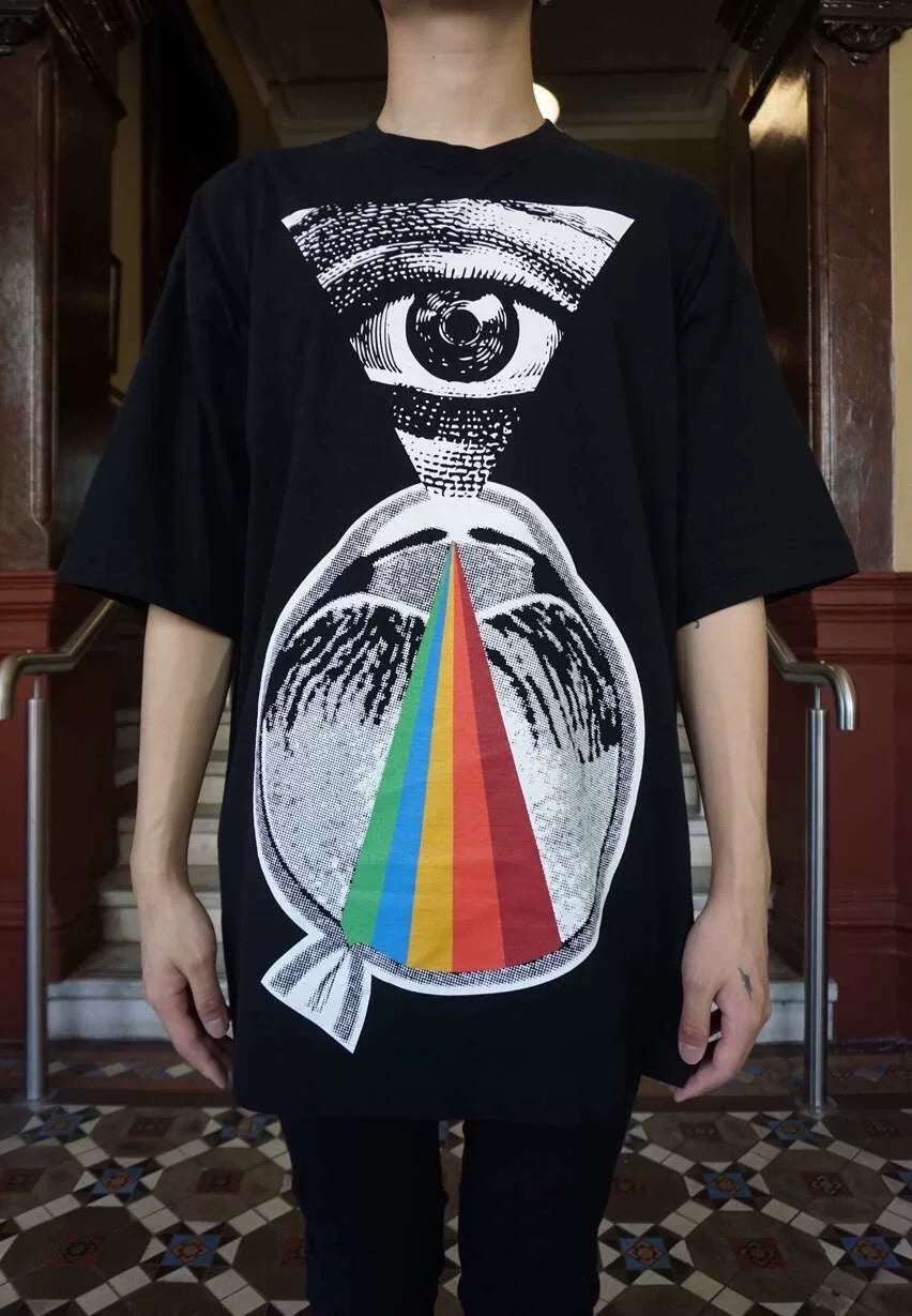 Undercover SS18 Black Eyes SN Spiritual Noise Print Oversized Cotton T-Shirt