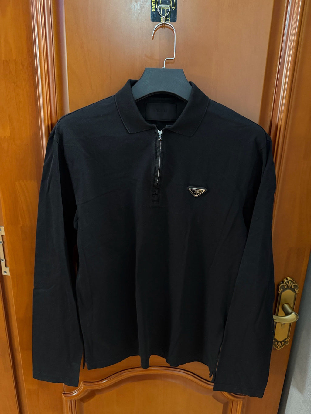 Prada Triangle Logo Long-Sleeve Polo Shirt