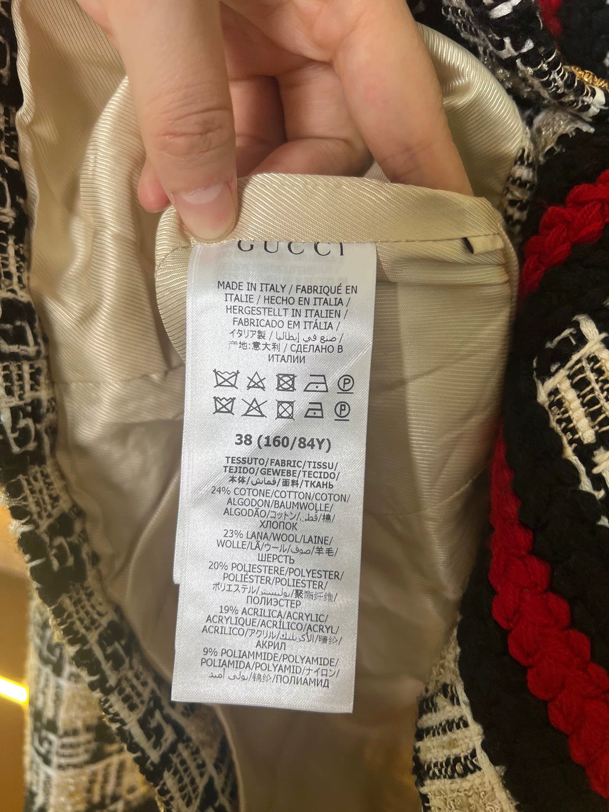 Gucci Gold Button Plaid Jacket