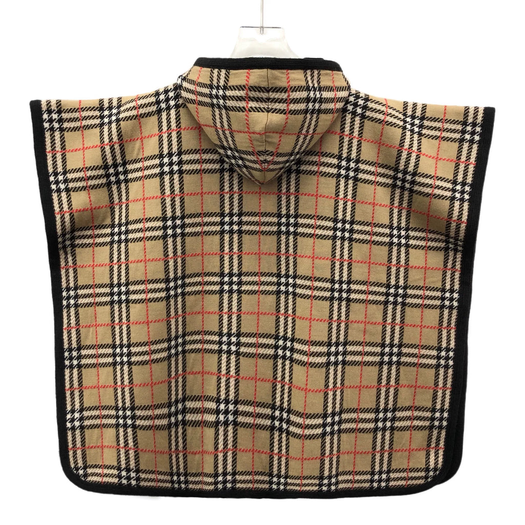 Burberry Brown Plaid Wool Hooded Zip-Up Cape