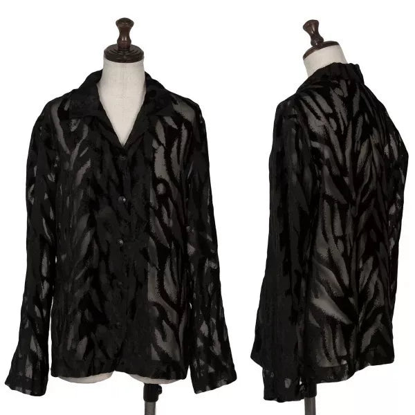 Issey Miyake Vintage Black Sheer Floral Top