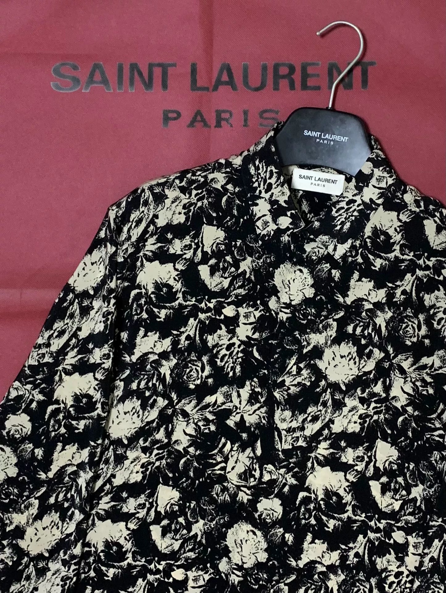 Saint Laurent 22SS Silk French Rose Shirt