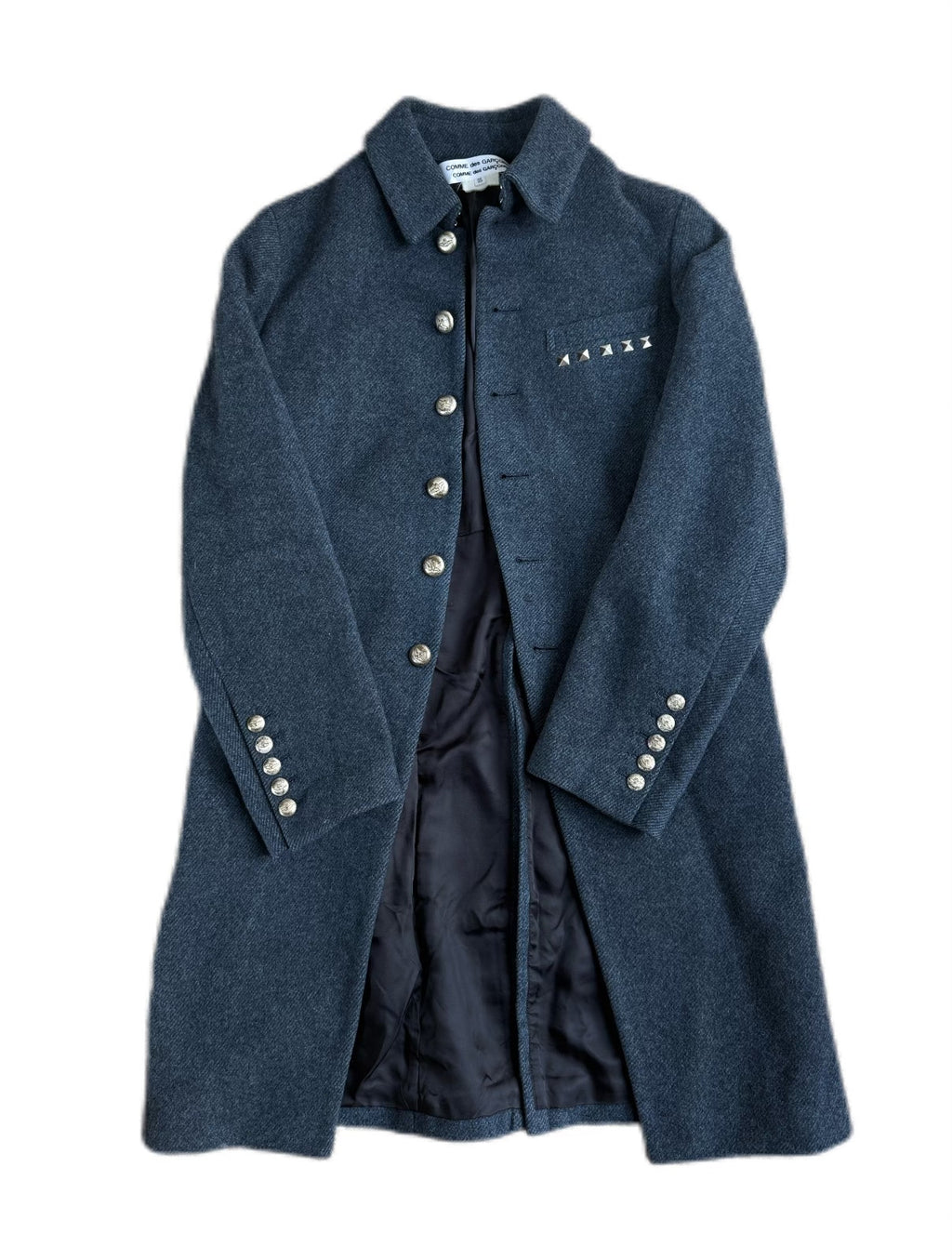 Comme des Garçons AD2007 Blue Grey Silver-Button Coat