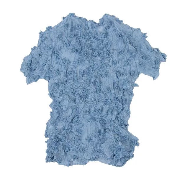 Issey Miyake Vintage Blue Pom-Pom Pleated Top
