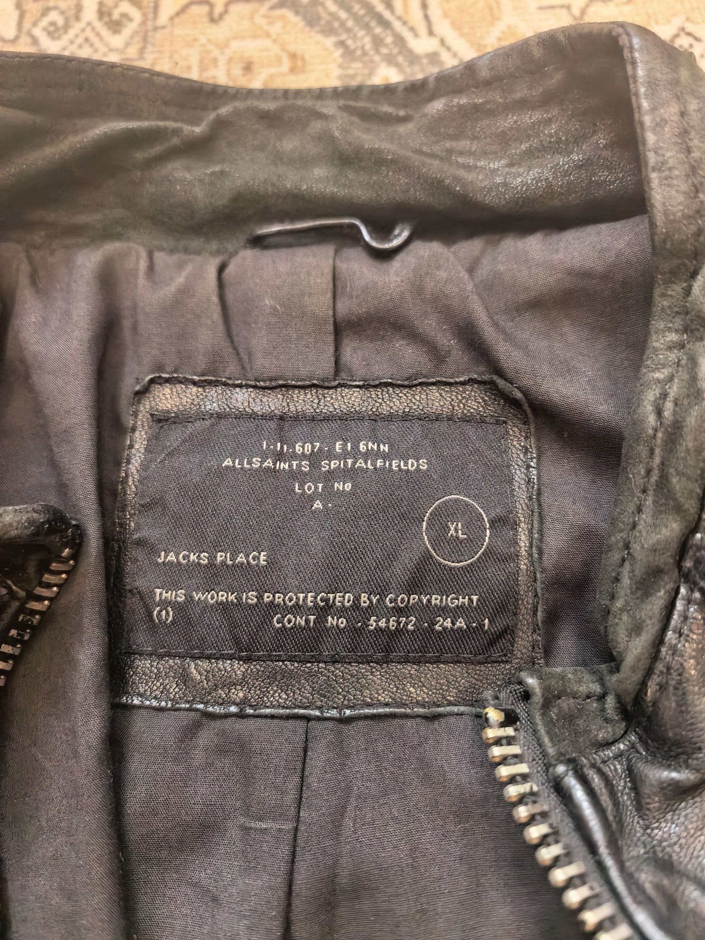 All Saints Black Sheepskin Multi Zip Leather Jacket