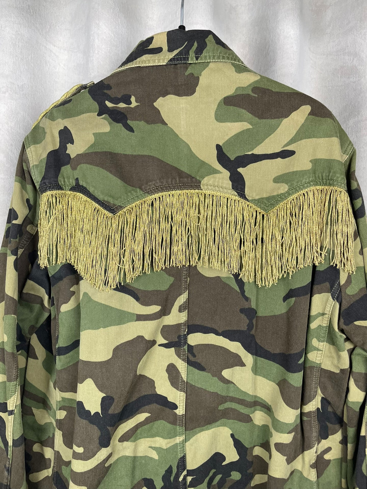 Saint Laurent SS15 Camouflage Military Fringe Jacket