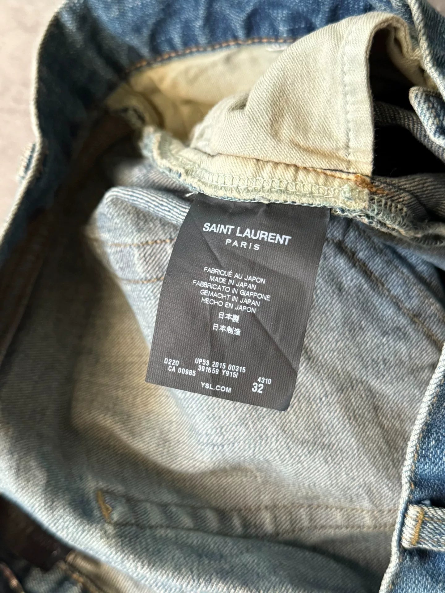 Saint Laurent Paris 15AW D02 Dark Blue Distressed Jeans by Hedi Slimane