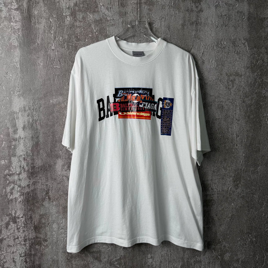 Balenciaga Collage Slogan Print Short Sleeve Top
