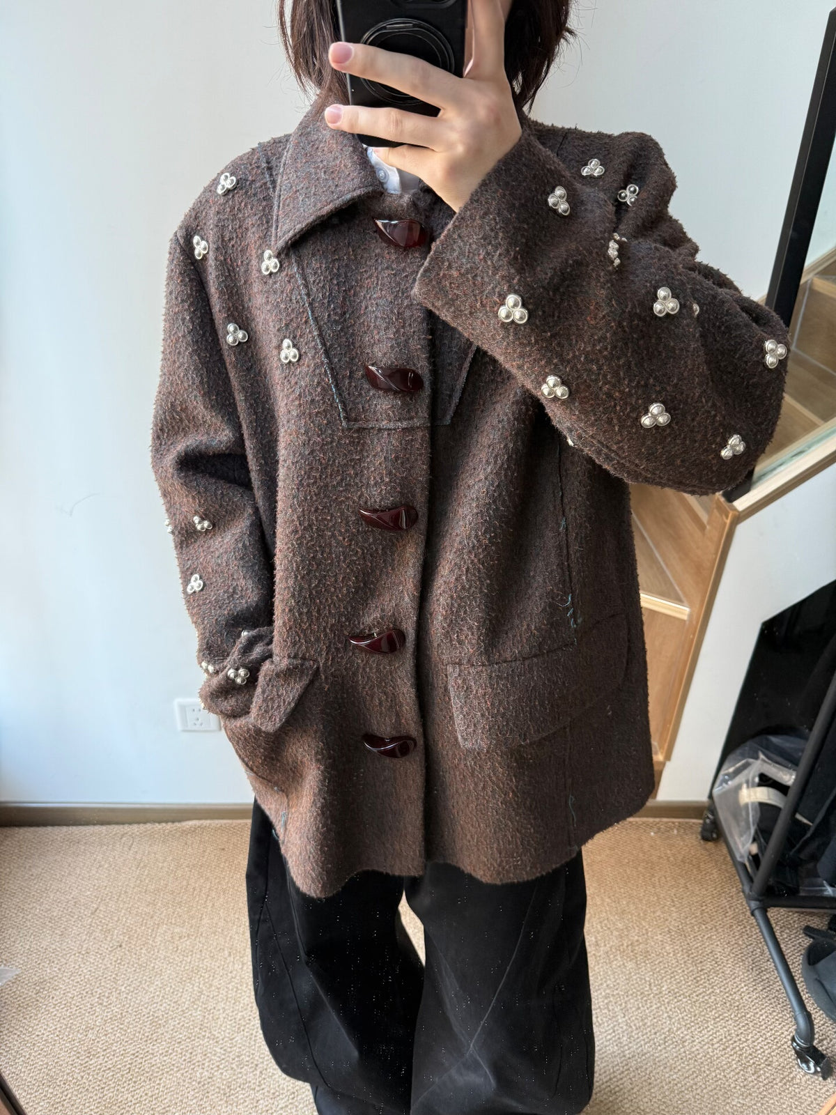 Namacheko Eternal Flower Beaded Collared Coat