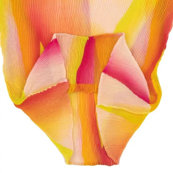 Issey Miyake Vintage Pink Yellow Geometric Pleated Top