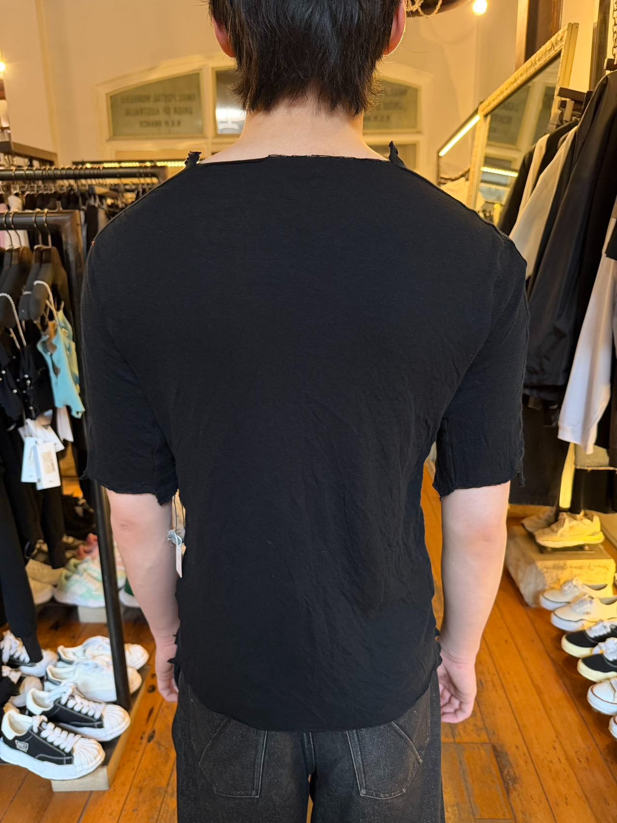 M.A+ SS16 Black Square Neck Cotton T-Shirt