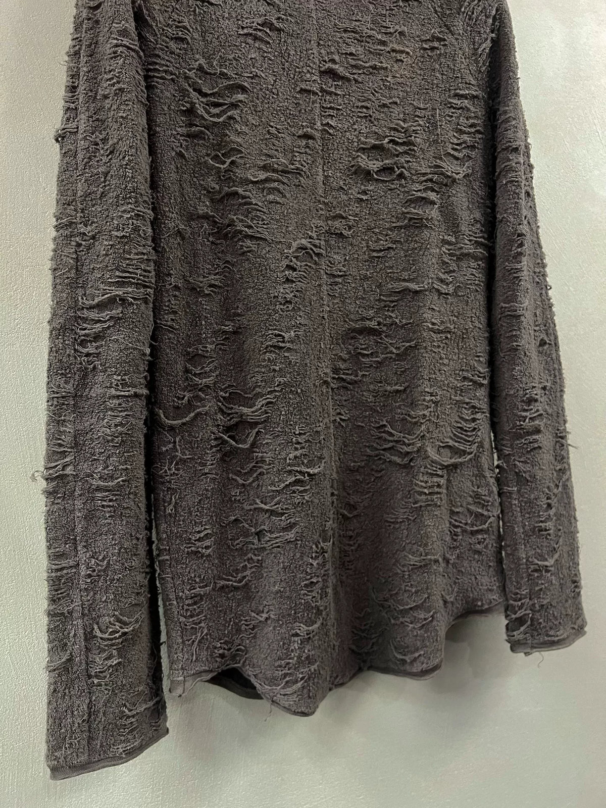 Julius FW13 _7 Long Sleeve Distressed Gray Wool Top