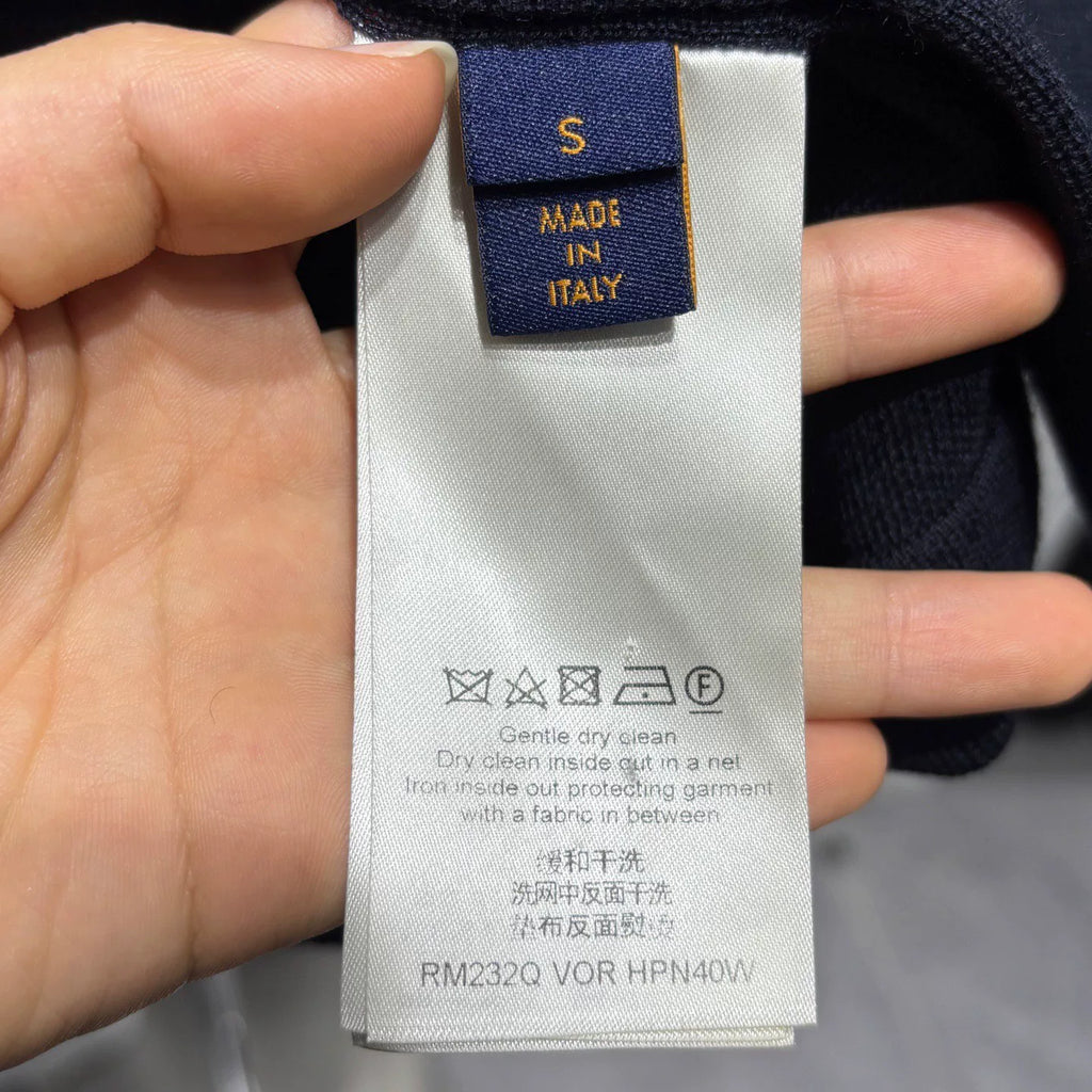 Louis Vuitton Black Logo-Print Cuffs Lambswool Sweater