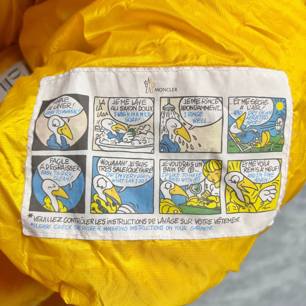 Moncler PEUPLIER Yellow Letter Print Webbing Colorblock Hidden Hood Nylon Down Jacket