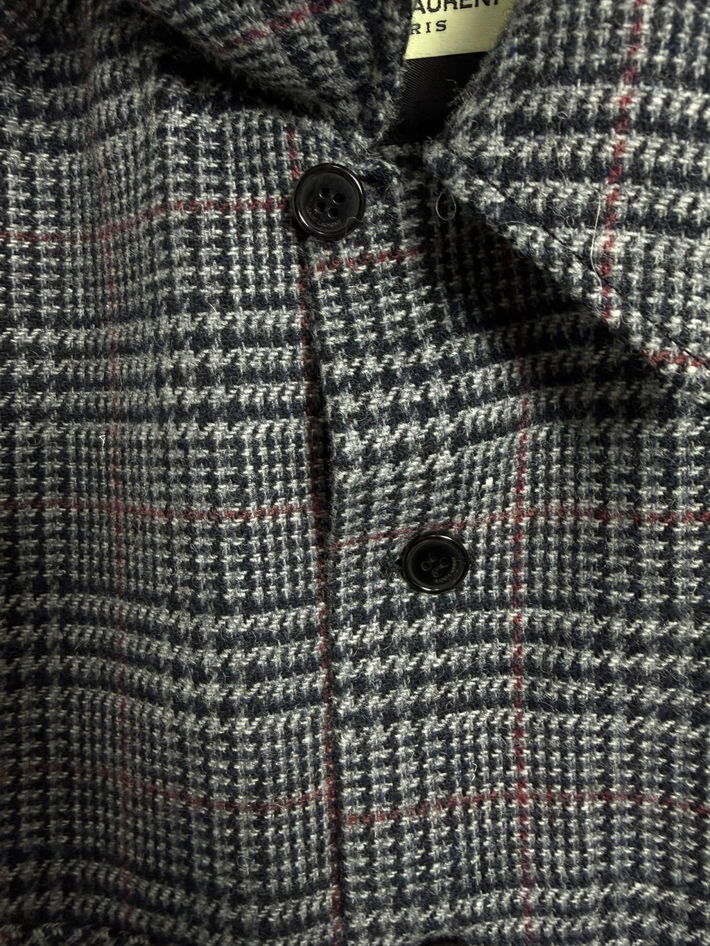 Saint Laurent Paris SLP 16FW Hedi POW Check Wool Overshirt