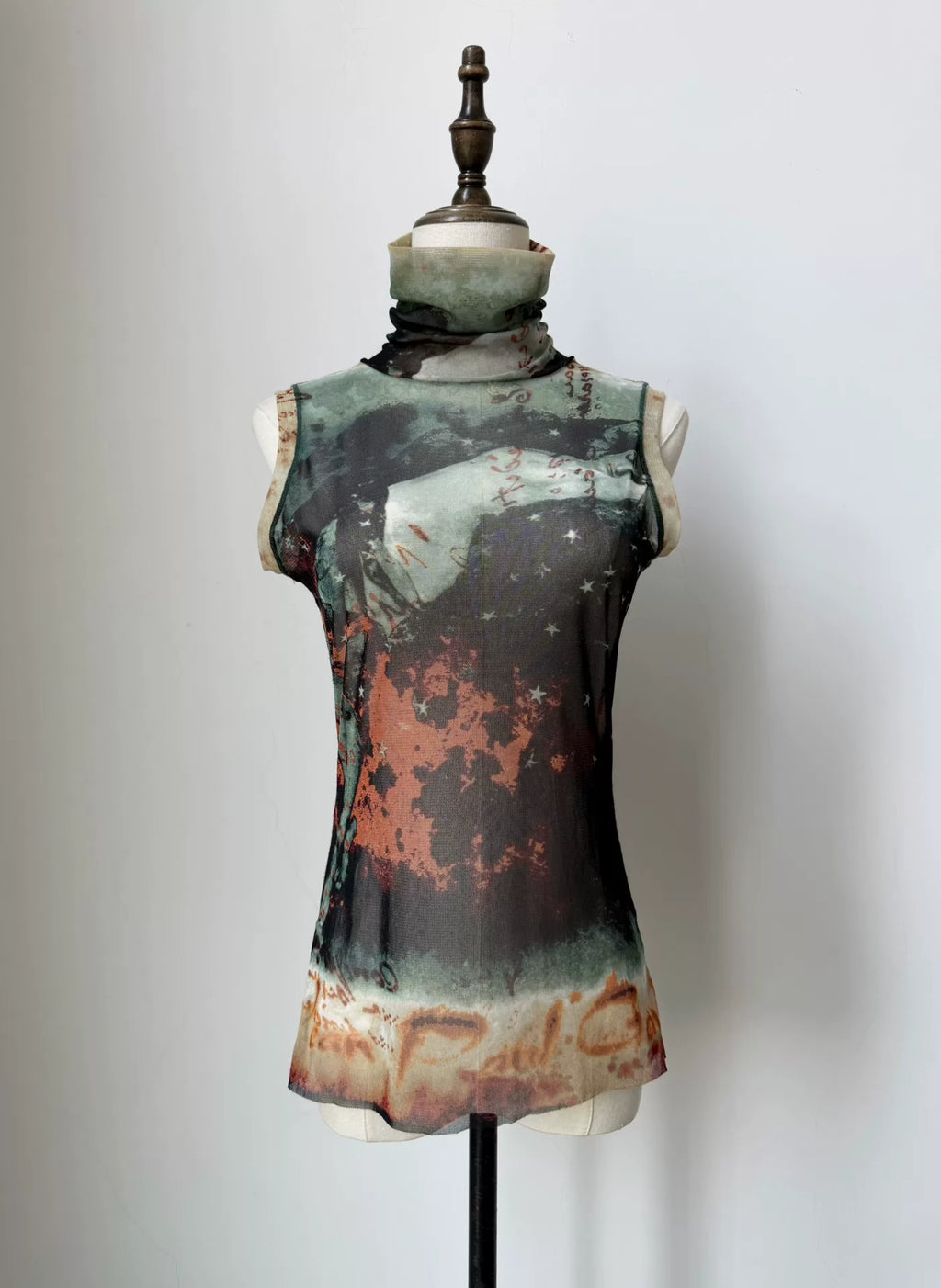 Jean Paul Gaultier Vintage Mesh Portrait Sleeveless Top