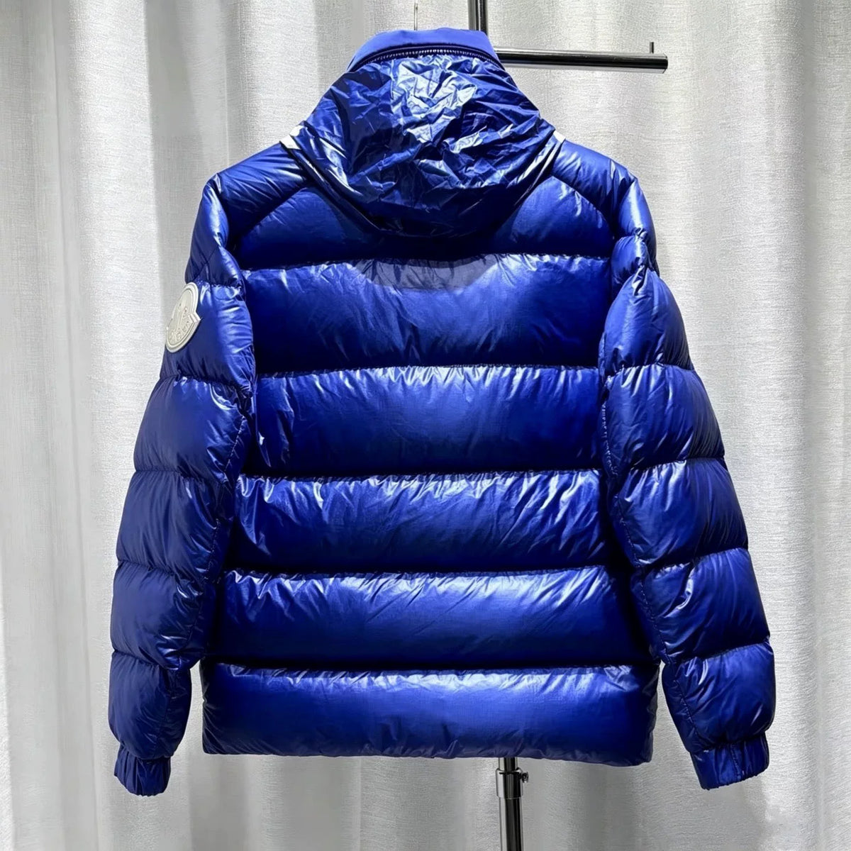 Moncler Navy Blue Detachable Hood Stand-Collar Nylon Down Jacket