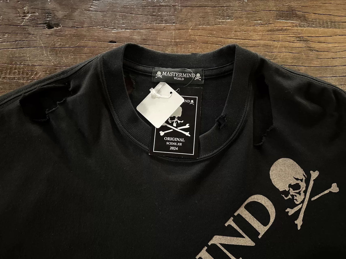 Mastermind World 2024 ORIGINAL Suvin Giza SCENE.XII Black Skull Print Cotton T-Shirt