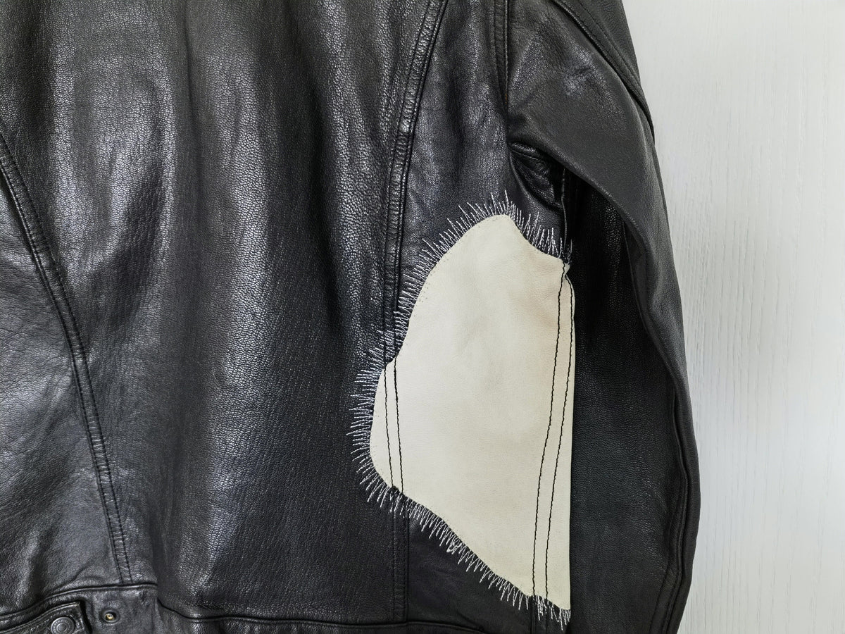 Yohji Yamamoto reversible boiled egg stitching leather jacket