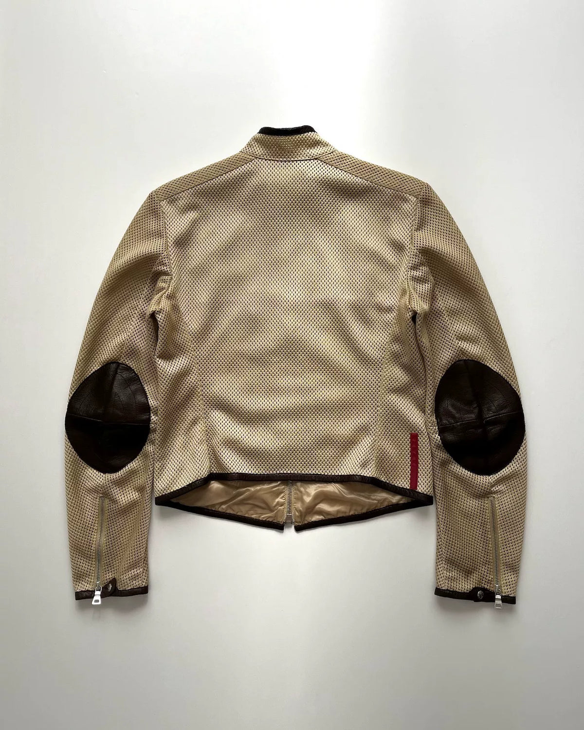 Prada 2000s Leather Panel Nylon Zip-Up Jacket