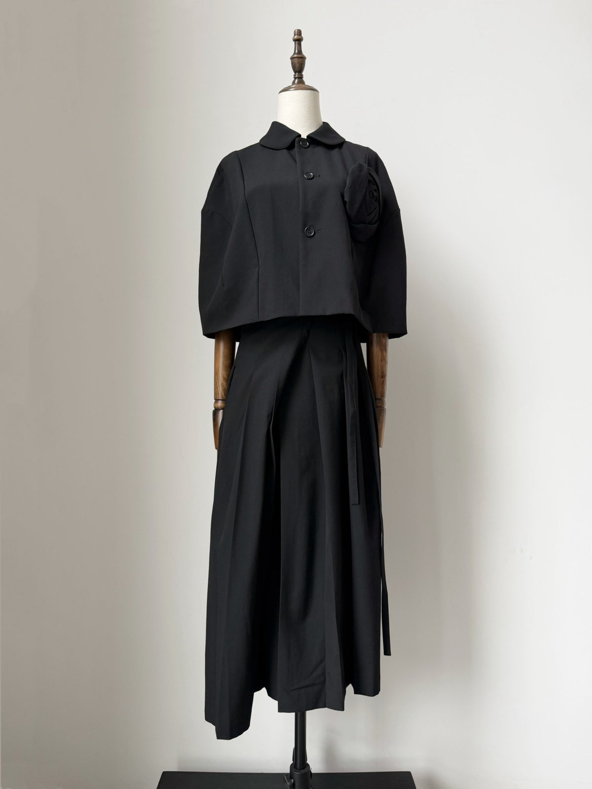 Comme Des Garcons 3d Rose Cape Midi Two-Piece 1996 Skirt Wool Coat