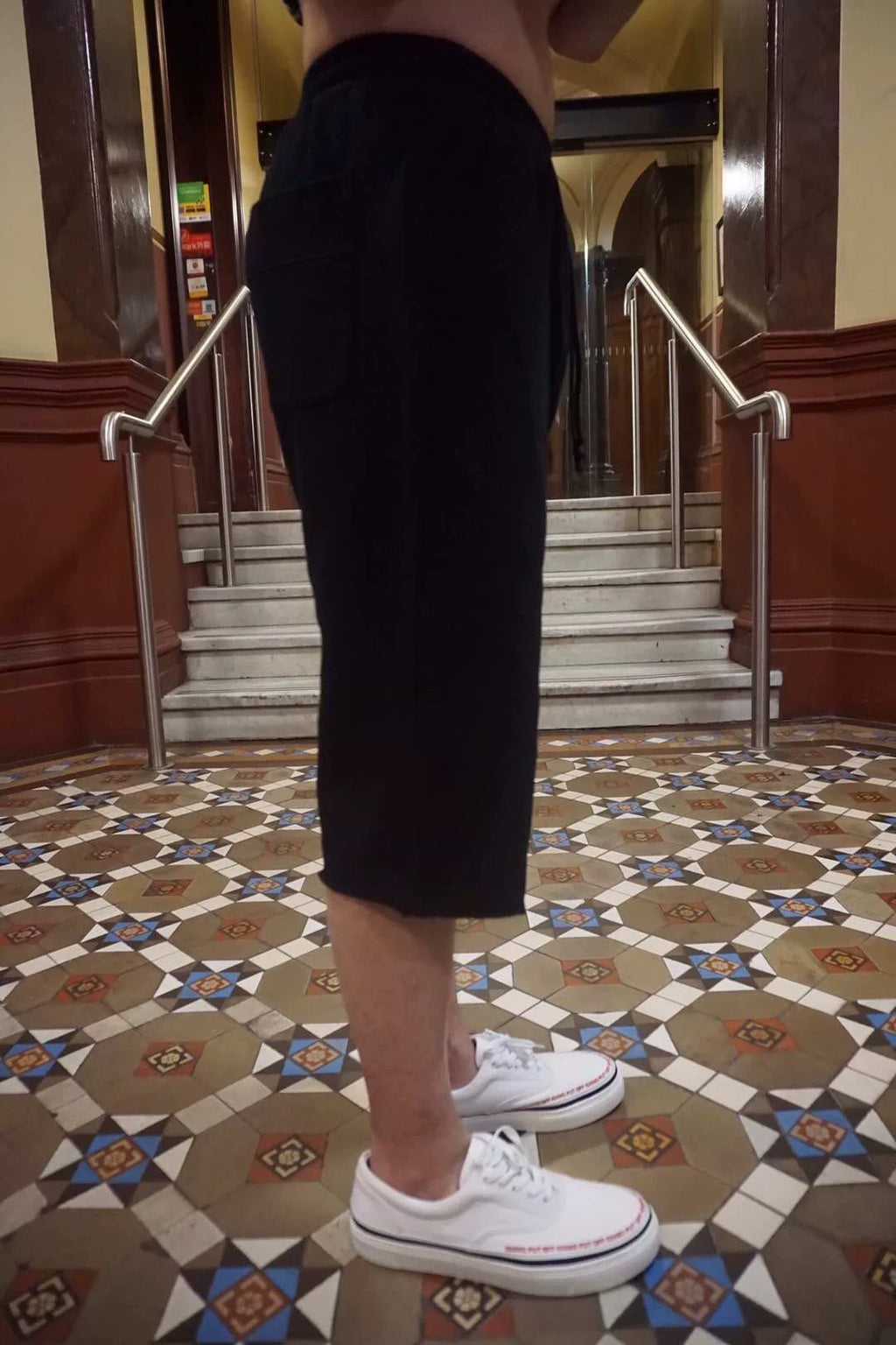 Johnundercover SS19 Black Logo Print Cotton Shorts