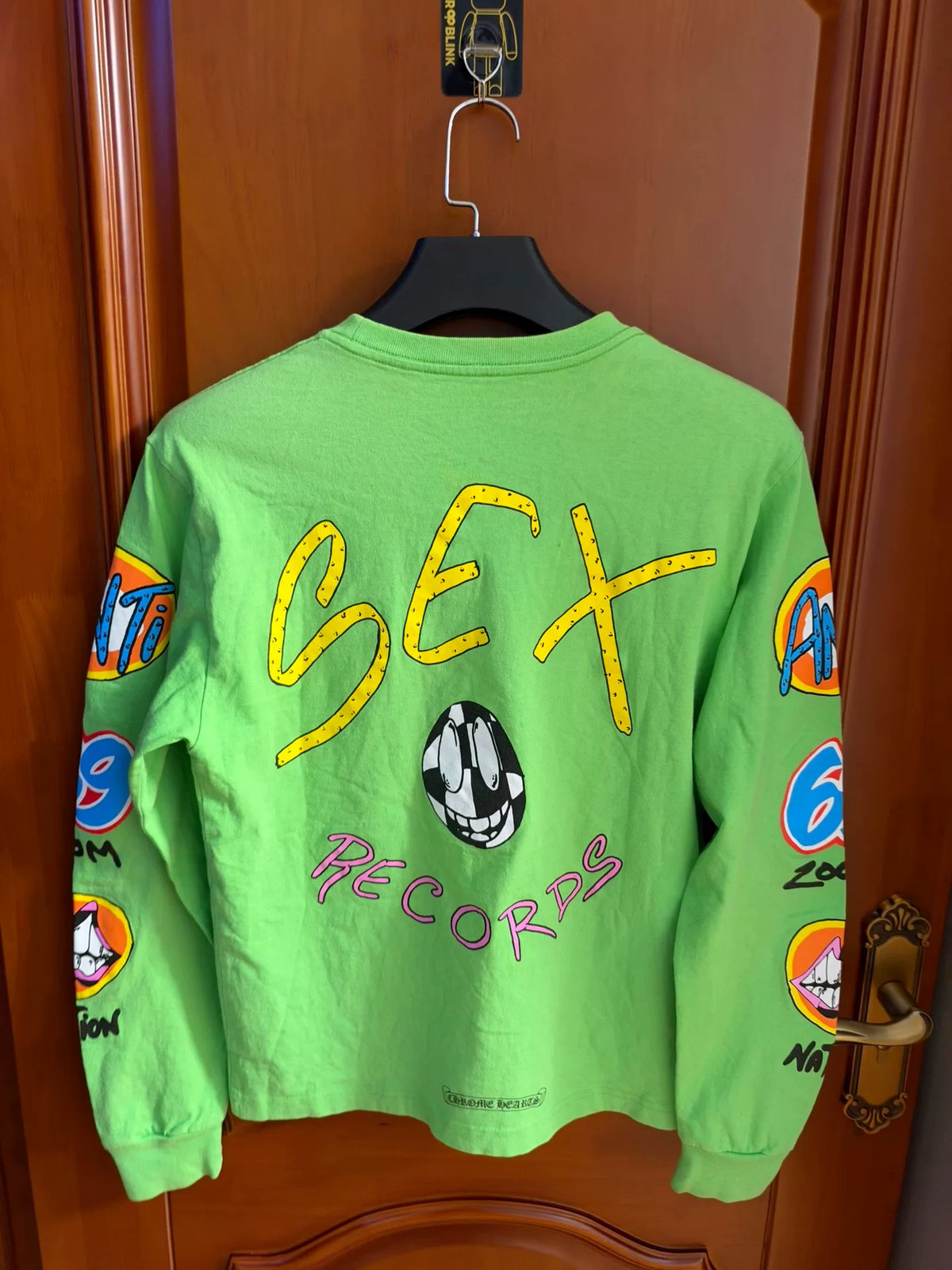 Chrome Hearts Green Graffiti Long Sleeve Top