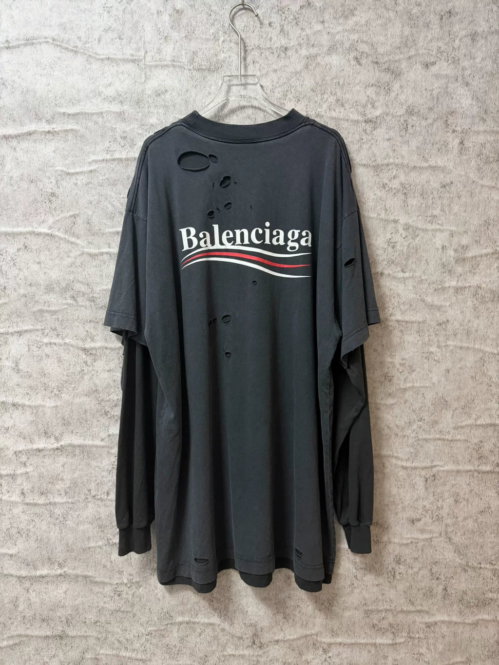 Balenciaga 25 Hole Distressed Long Sleeve Top