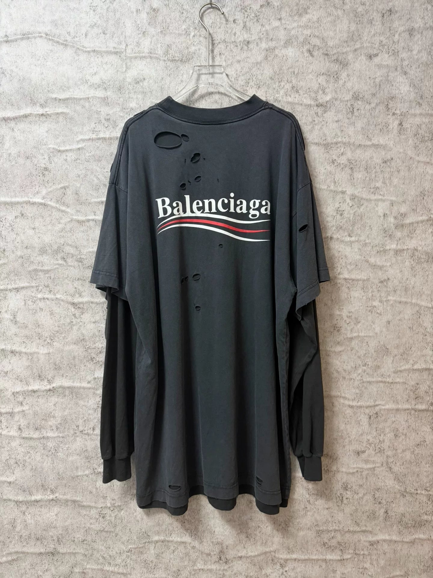 Balenciaga 25 Hole Distressed Long Sleeve Top