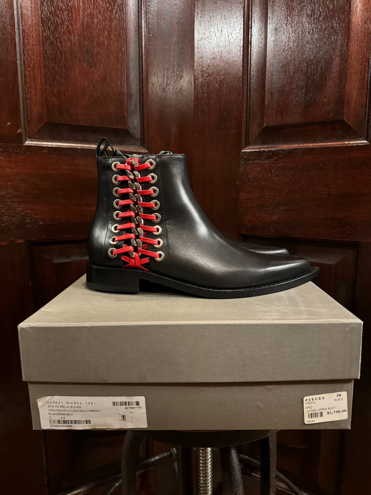 Alexander McQueen FW17 Black Chain Lace-Up Boots