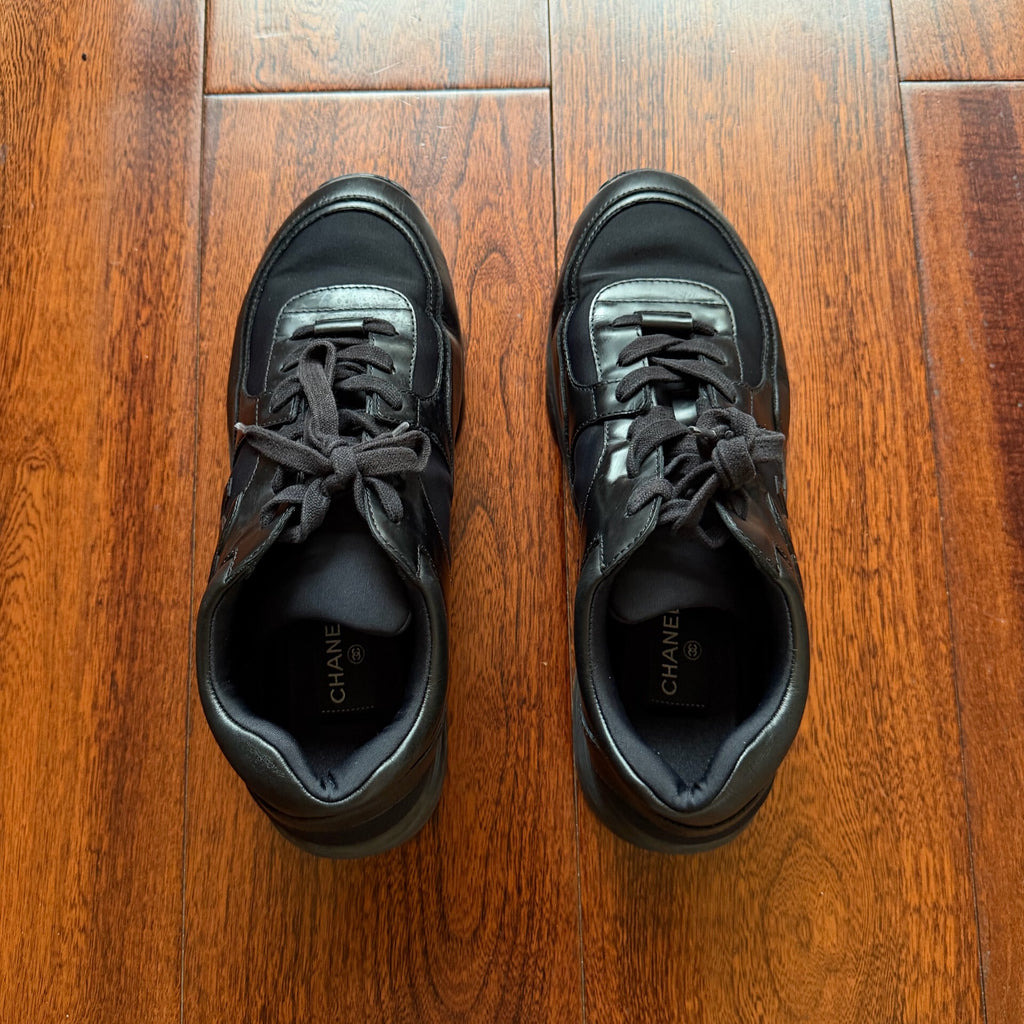 Chanel Lambskin Black Sneakers