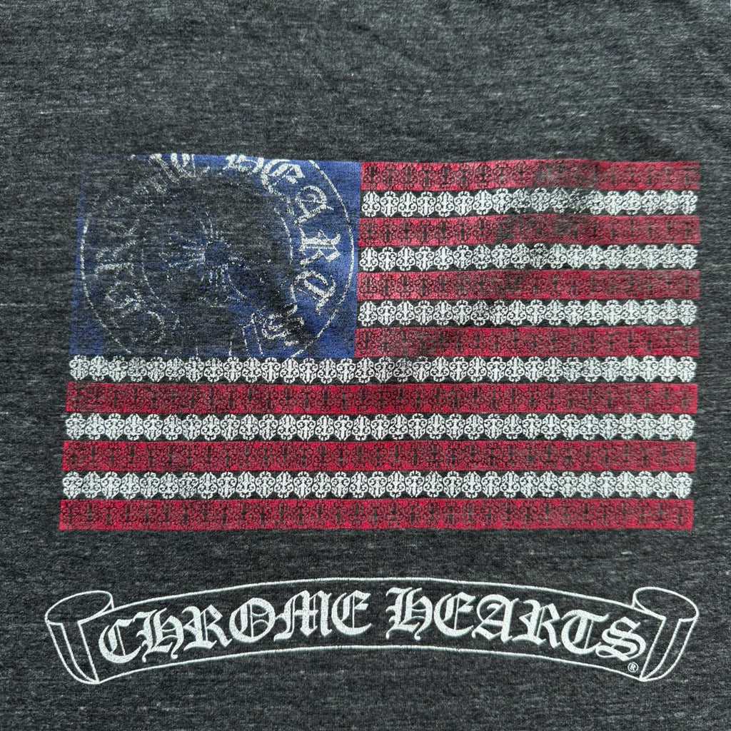 Chrome Hearts Croix de Lorraine Flag Scroll V-Neck Short Sleeve Tee