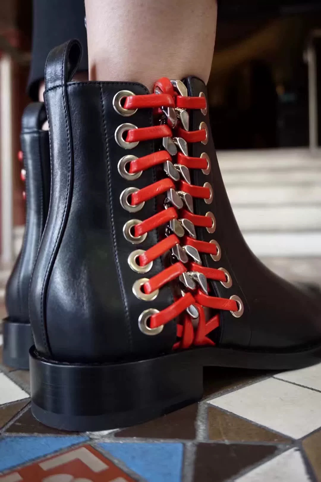 Alexander McQueen FW17 Black Chain Lace-Up Boots